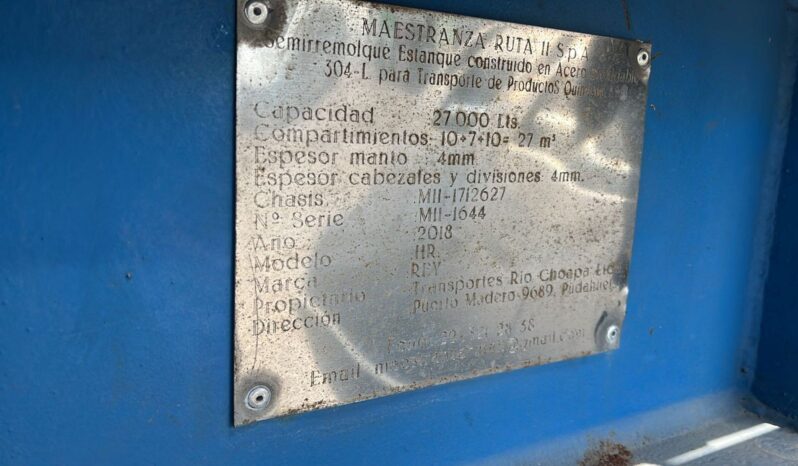 
								Semiremolque 3 ejes suspension neumatica, 27000 lts(espesor manto 4mm, espesor nominal 4 mm)+IVA+5% COMISION AÑO 2018 full									